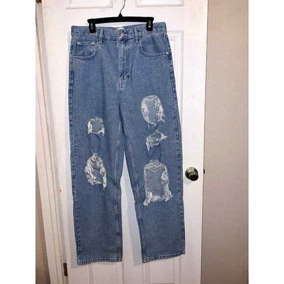 BDG Urban Outfitters Baggy Boyfriend Medium Wash Denim Distressed Size 32 - Picture 4 of 11